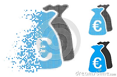 Broken Dotted Halftone Euro Funds Icon Vector Illustration