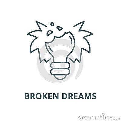 Broken dreams vector line icon, linear concept, outline sign, symbol Vector Illustration