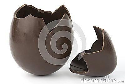 Broken easter chocolate egg Stock Photo