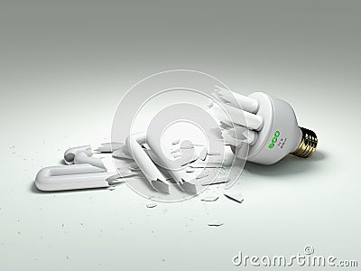 Broken ECO light-bulb Cartoon Illustration