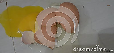 Broken eggs chicken flour Stock Photo