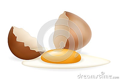 Broken eggs cracked open white yolk easter eggshell design 3d realistic icon isolated vector illustration Vector Illustration