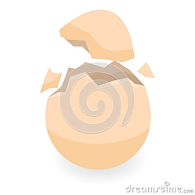 Broken eggshell icon, isometric style Vector Illustration