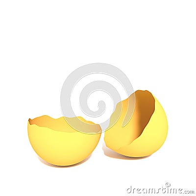 Broken empty eggshell 3D Cartoon Illustration