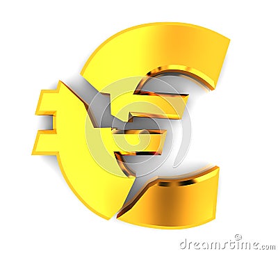Broken euro Cartoon Illustration
