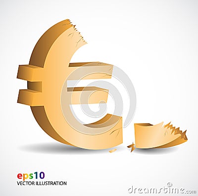 Broken Euro Vector Illustration