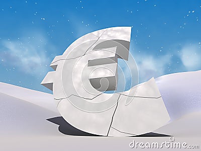 Broken euro Cartoon Illustration