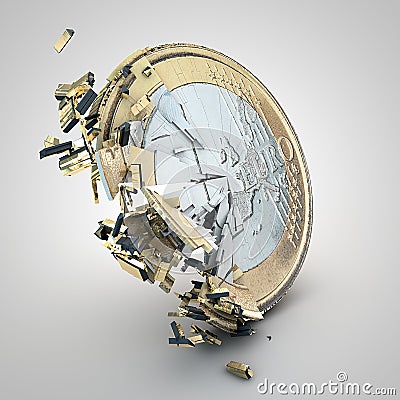 Broken euro coin Stock Photo