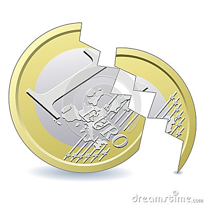 Broken Euro coin Vector Illustration