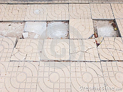 Broken floor tiles with the rain drop. Stock Photo