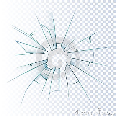 Broken Frosted Glass Realistic Icon Vector Illustration