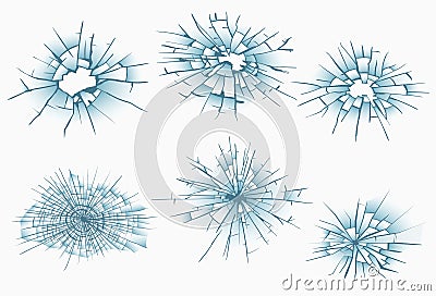 Broken frosted window pane or front door glass background decorative realistic daylight design vector illustration Vector Illustration