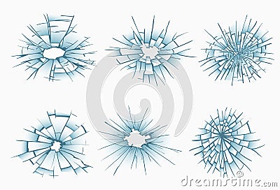 Broken frosted window pane or front door glass background decorative realistic daylight design vector illustration Vector Illustration