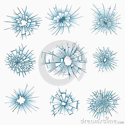 Broken frosted window pane or front door glass background decorative realistic daylight design vector illustration Vector Illustration