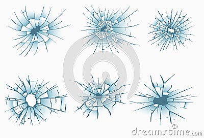 Broken frosted window pane or front door glass background decorative realistic daylight design vector illustration Vector Illustration