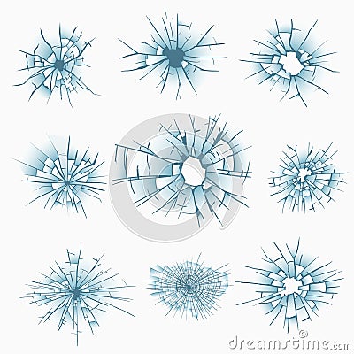 Broken frosted window pane or front door glass background decorative realistic daylight design vector illustration Vector Illustration