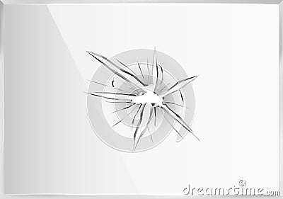 Broken glass. Crack plastic screen, 3d hole frame. Crash smash window or ice, shatter mirror vector illustration Vector Illustration