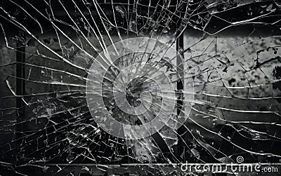 Broken glass. Dirty and dark screen with dust, Generative AI Stock Photo