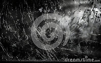 Broken glass. Dirty and dark screen with dust, Generative AI Stock Photo