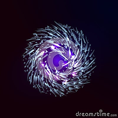 Broken glass explosion. Abstract swirly galaxy Vector Illustration
