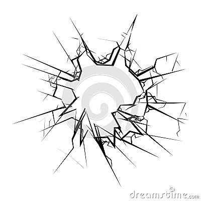 Broken glass hole cracks isolated vector illustration Vector Illustration