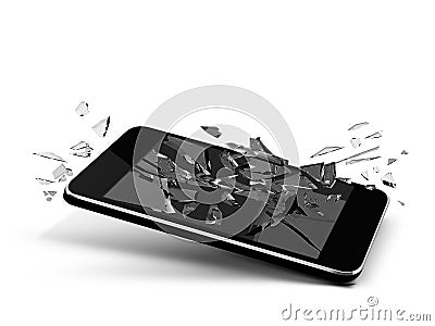 Broken glass phone Stock Photo