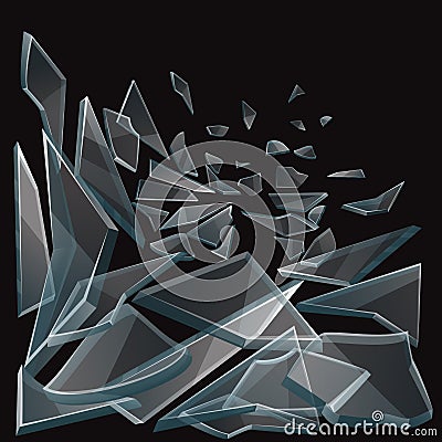 Broken glass pieces flow vector illustration Vector Illustration