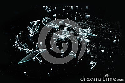 Broken glass with sharp Pieces over black in collection Stock Photo