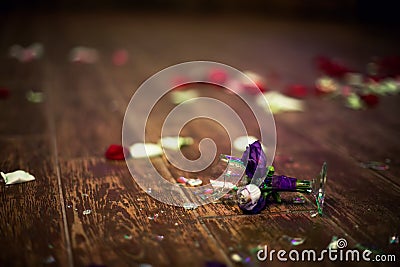 Broken glass during wedding, tradition for bad luck Stock Photo