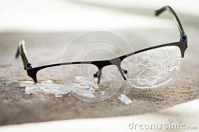 broken glasses on the asphalt Stock Photo