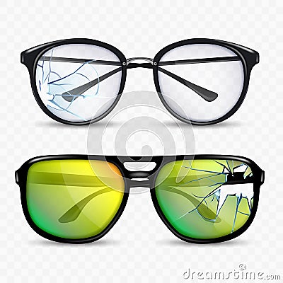 Broken Glasses And Spectacle Accessory Set Vector Vector Illustration