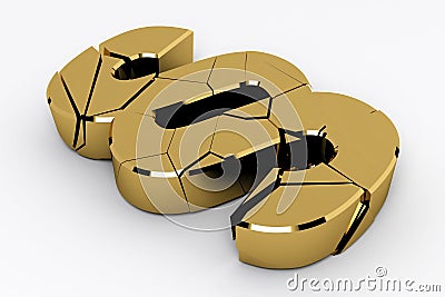 Broken gold paragraph sign Stock Photo