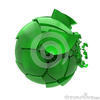 Broken green glass ball Stock Photo