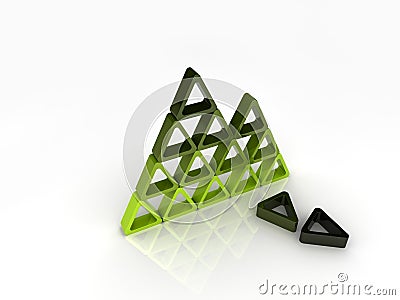 Broken green pyramid Stock Photo