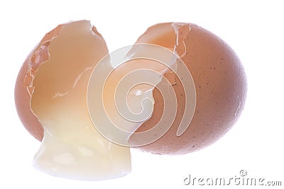 Broken Half Boiled Chicken Egg Isolated Stock Photo