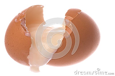 Broken Half Boiled Chicken Egg Isolated Stock Photo