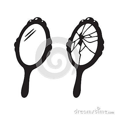 Hand mirror broken Vector Illustration