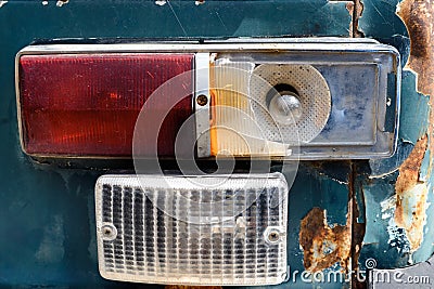 Broken headlight of an old car. Accident, insurance Stock Photo