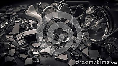 Broken Heart Glass Object, Made with Generative AI Stock Photo
