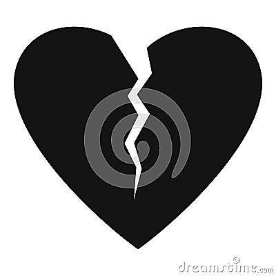 Broken heart icon, simple style. Vector Illustration