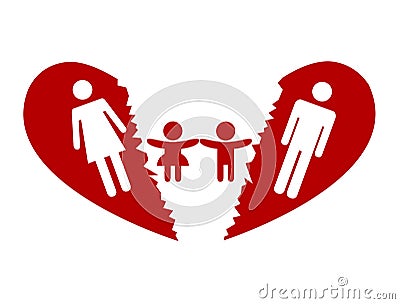 Broken heart with parents and children after getting divorced Stock Photo