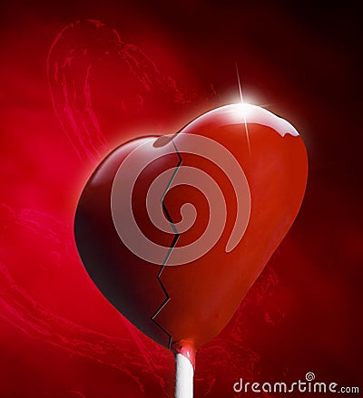 Broken Heart-shaped lollipop Stock Photo