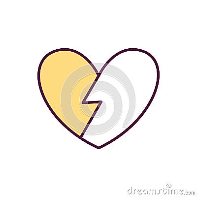Broken heart syndrome RGB color icon Vector Illustration