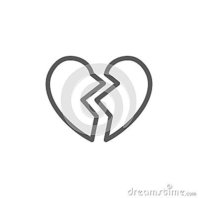 Broken heart, valentine day line icon. Vector Illustration