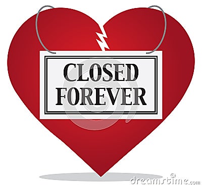 Broken Heart is Closed Forever Vector Illustration