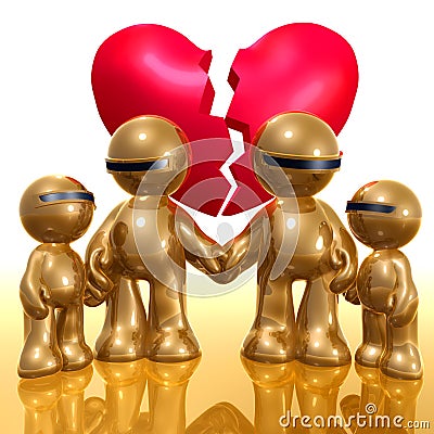 Broken hearted family 3d icon Cartoon Illustration