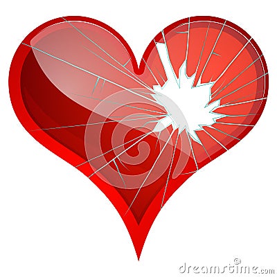 Broken hearts. Dislike, sadness, shattered, rupture, break up themes. Vector Illustration