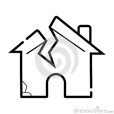 Broken house icon vector Cartoon Illustration