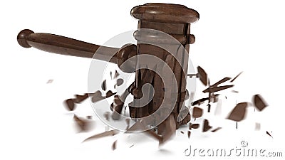 Broken judge hammer Stock Photo