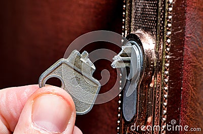 The broken key in the lock Stock Photo